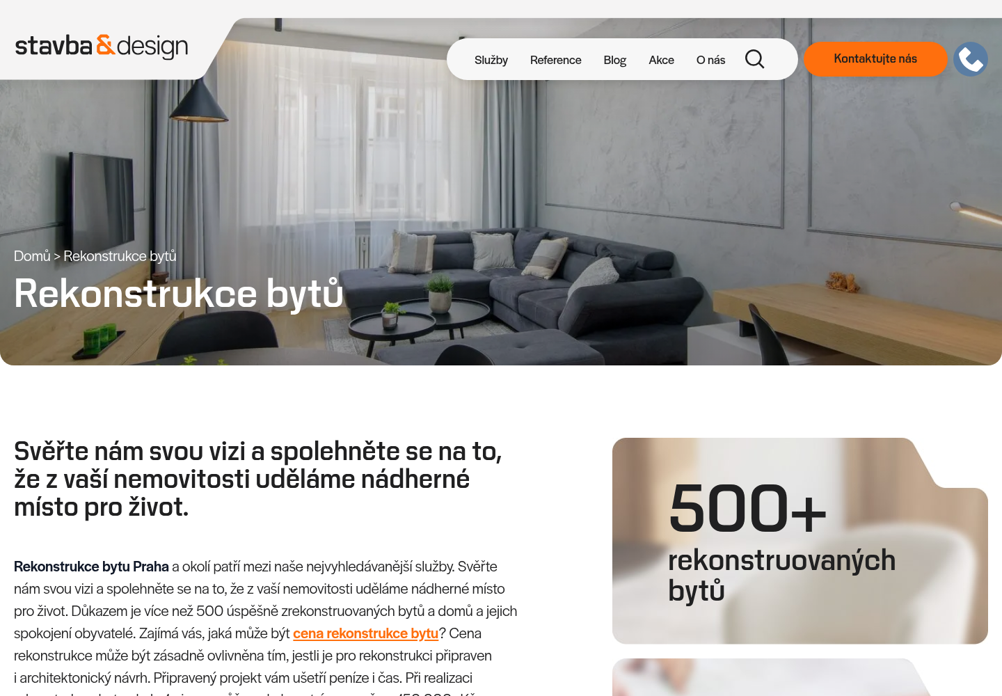 stavba&design: услуга связана с числом реализаций, ценовым контекстом, отзывами и заметным контактом.
